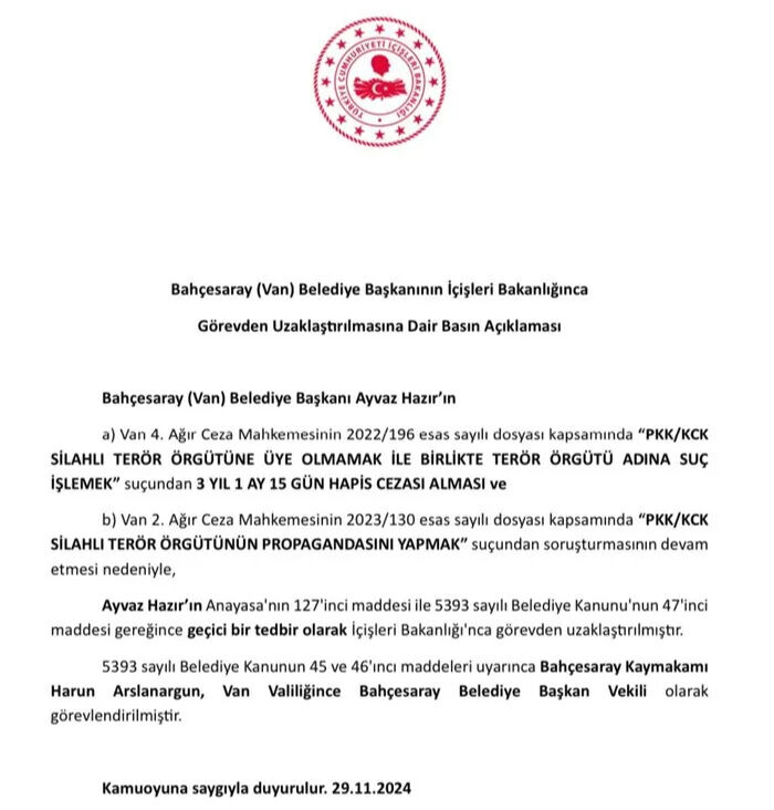 İçişleri Bakanlığı duyurdu! Van Bahçesaray Belediyesi'ne kayyım atandı - 3. Resim