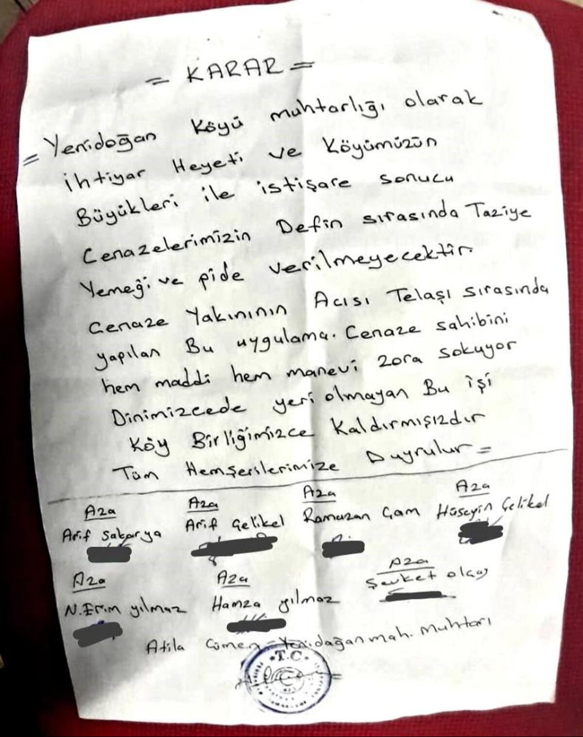 Türkiye'de bir ilk! Cenaze yemeğini yasakladılar - 1. Resim