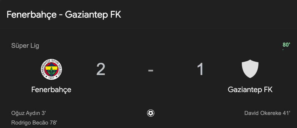 Fenerbahçe-Gaziantep FK maçı kaç kaç bitti? Maç kadrosu, skor ve istatistikler  - 4. Resim