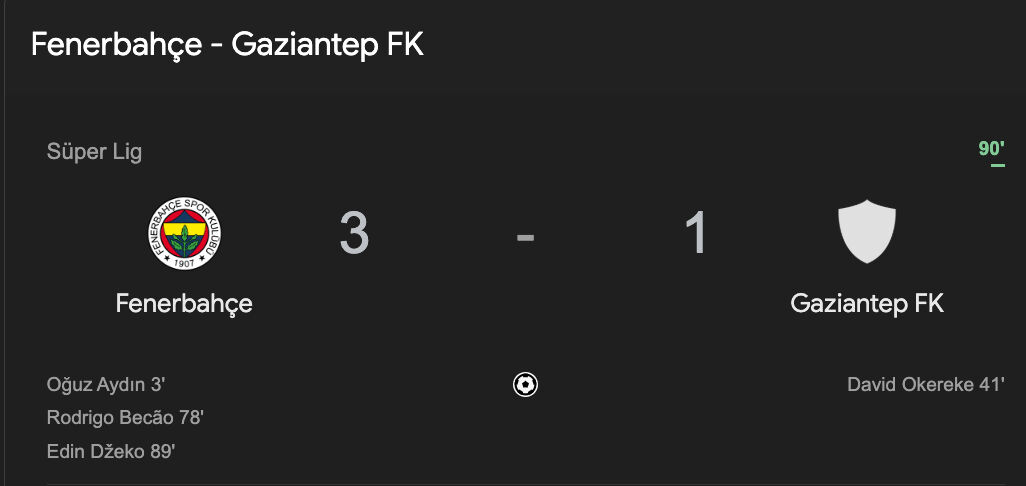Fenerbahçe-Gaziantep FK maçı kaç kaç bitti? Maç kadrosu, skor ve istatistikler  - 5. Resim