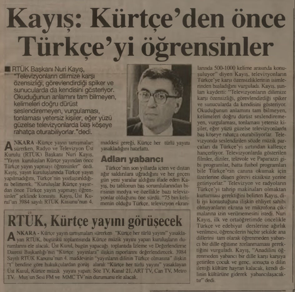 BİR ZAMANLAR TÜRKİYE — Kürtçe her türlü yayın yasak! BİR ZAMANLAR TÜRKİYE— Kürtçe her türlü yayın yasak! - 1. Resim