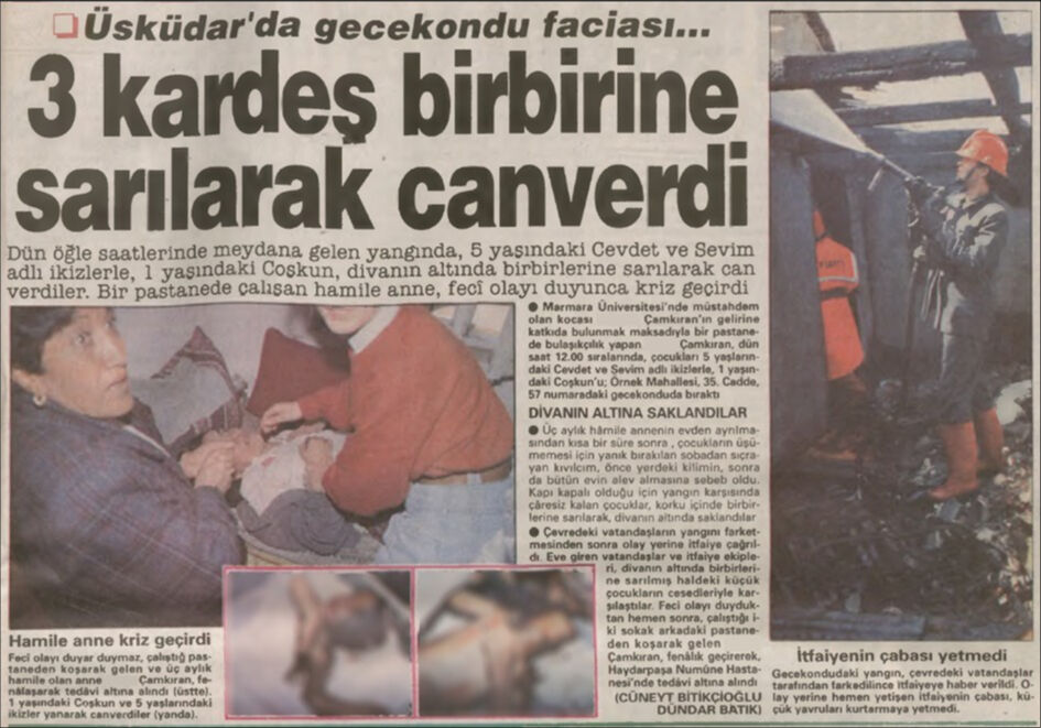 BİR ZAMANLAR TÜRKİYE — Sarılarak öldüler: Yürekleri yakan sobalar! 1 Mayıs 1992 - 1. Resim