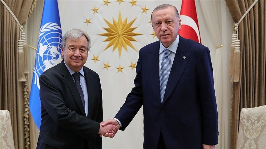 Cumhurbaşkanı Erdoğan MGK toplantısı sırasında Guterres ile görüştü - 1. Resim