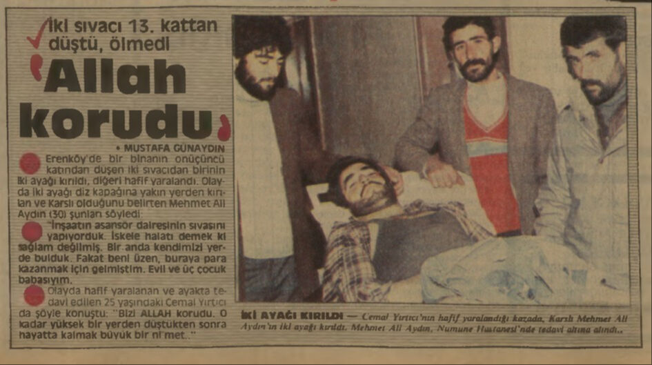 BİR ZAMANLAR TÜRKİYE — 13. kattan düştüler, hayatta kaldılar (16 Aralık 1985) - 1. Resim