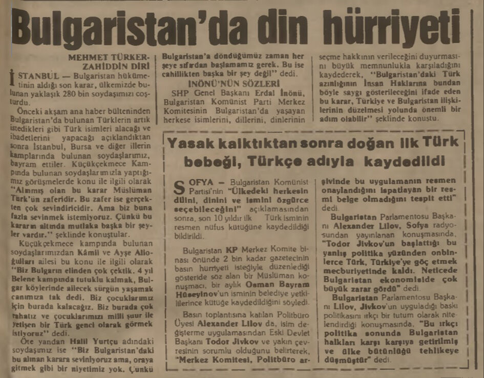 BİR ZAMANLAR TÜRKİYE — Diktatör gitti, artık çocuklarımıza Türkçe isim verebileceğiz! (31 Aralık 1989) - 2. Resim
