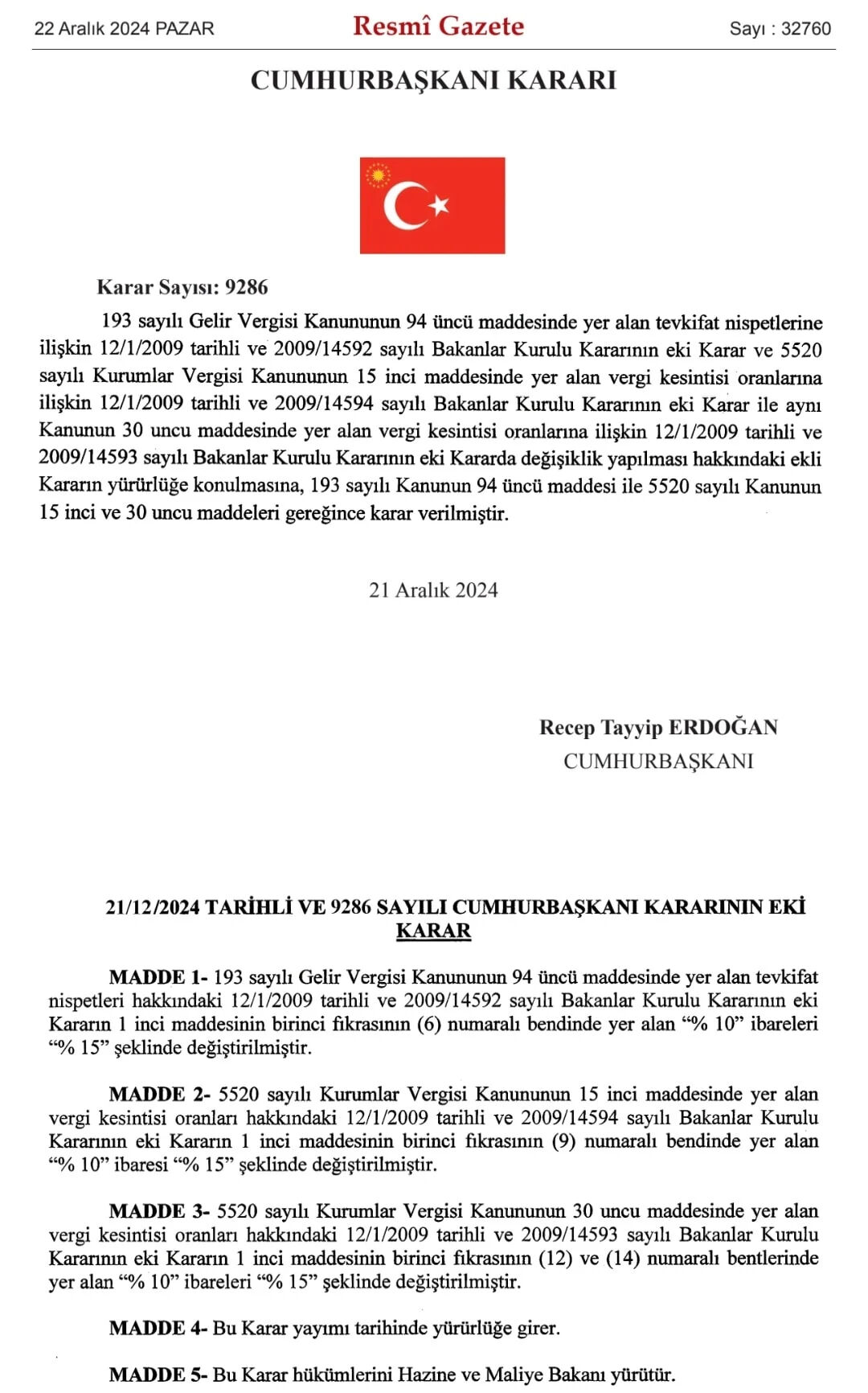 Resmi Gazete'de yayımlandı: Asgari kurumlar vergisine zam geldi - 1. Resim