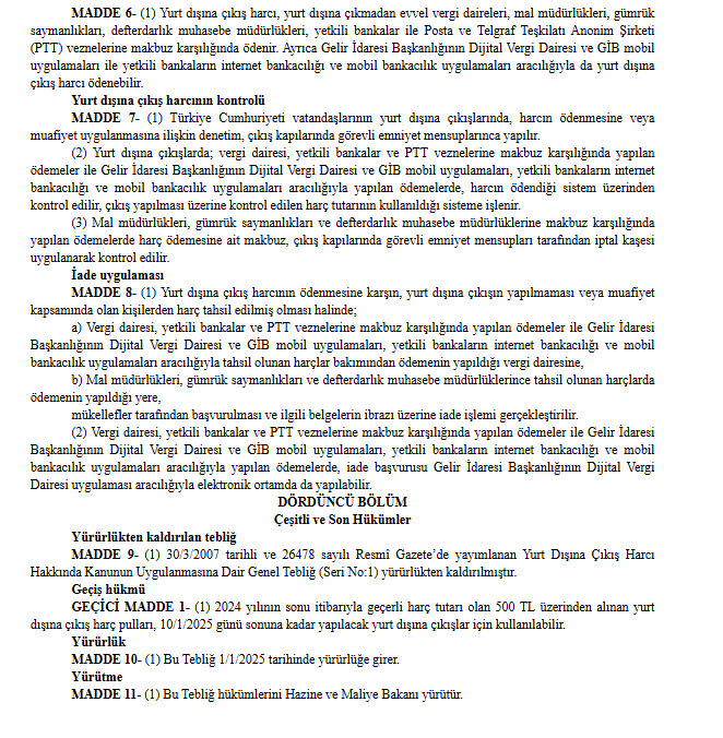 2025 yurt dışı çıkış harcı ne kadar oldu? Resmi Gazete'de yayımlandı - 4. Resim
