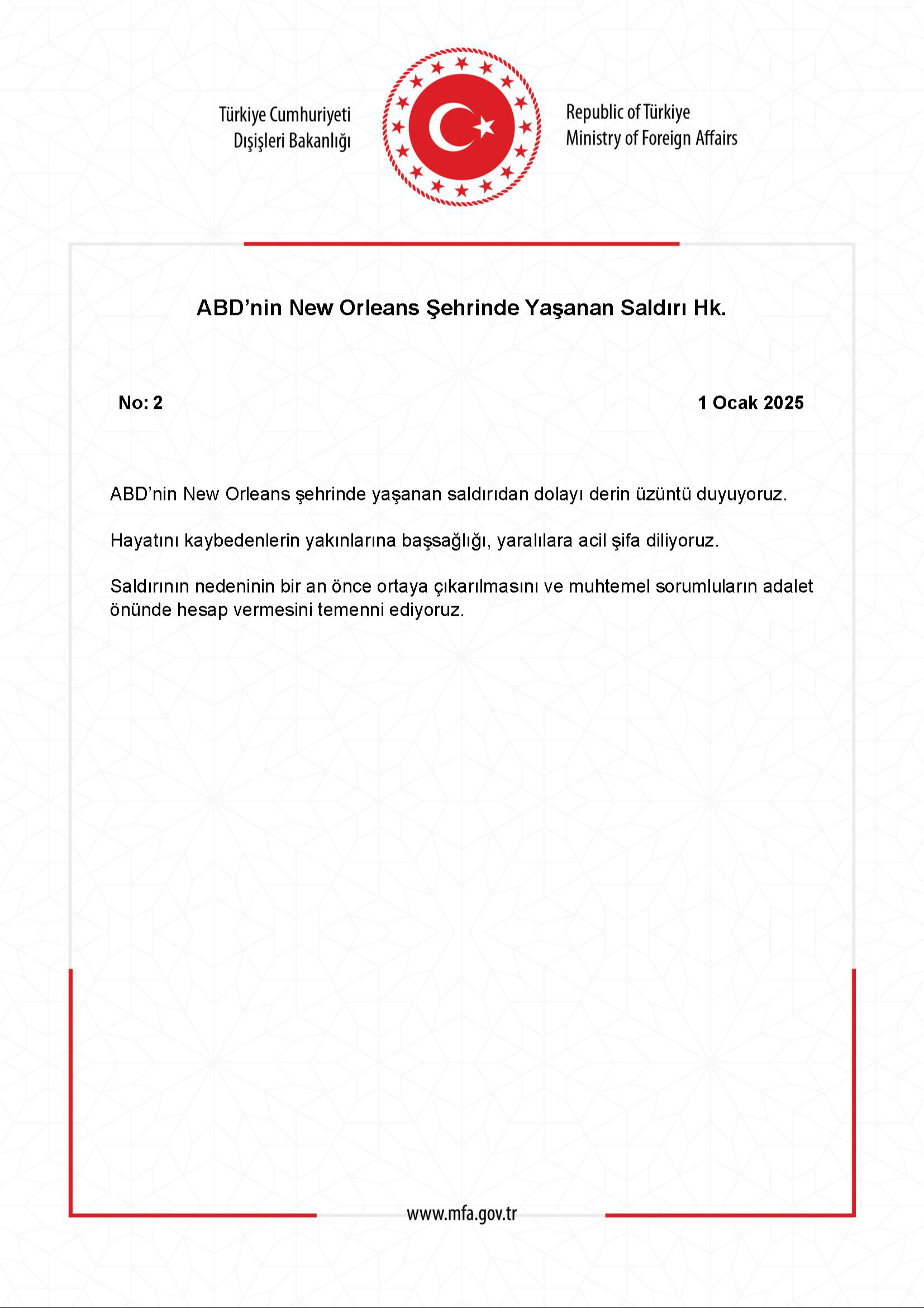 Türkiye'den ABD'ye başsağlığı mesajı - 2. Resim