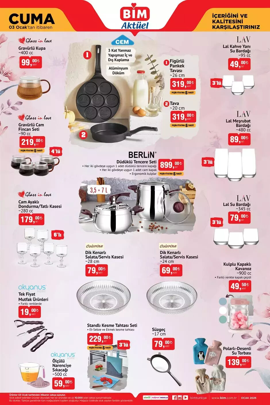 BİM 3 Ocak indirimli kataloğunda hangi ürünler var? Figürlü Pankek Tavası, 4'lü Gravürlü Cam Fincan Seti raflarda yerini aldı  - 3. Resim