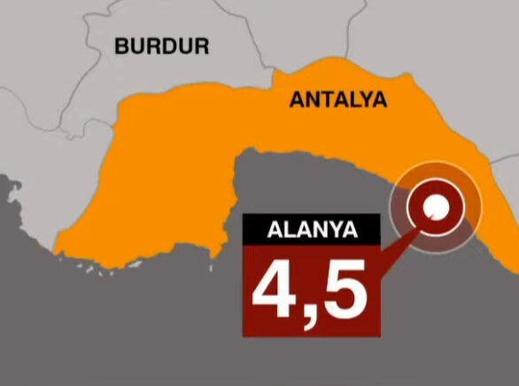 Antalya'da 4.5 büyüklüğünde deprem - 1. Resim