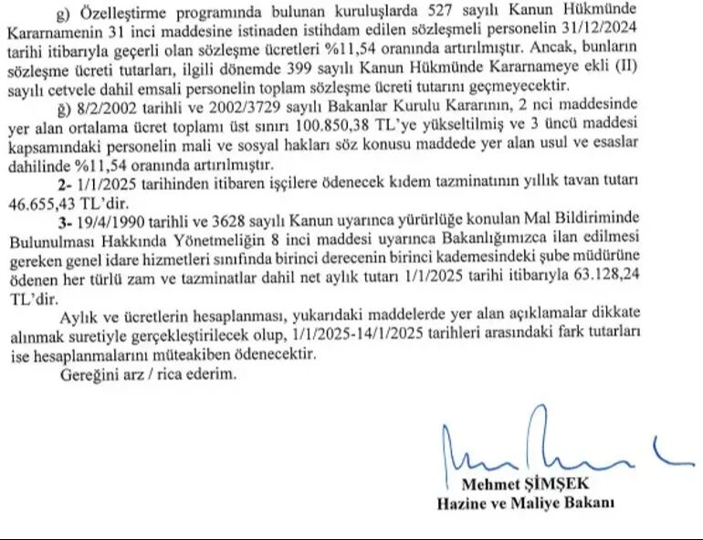 Bakan Şimşek resmen imzayı attı! Memur ve memur emeklilerine yapılacak zam oranı kesinleşti - 2. Resim