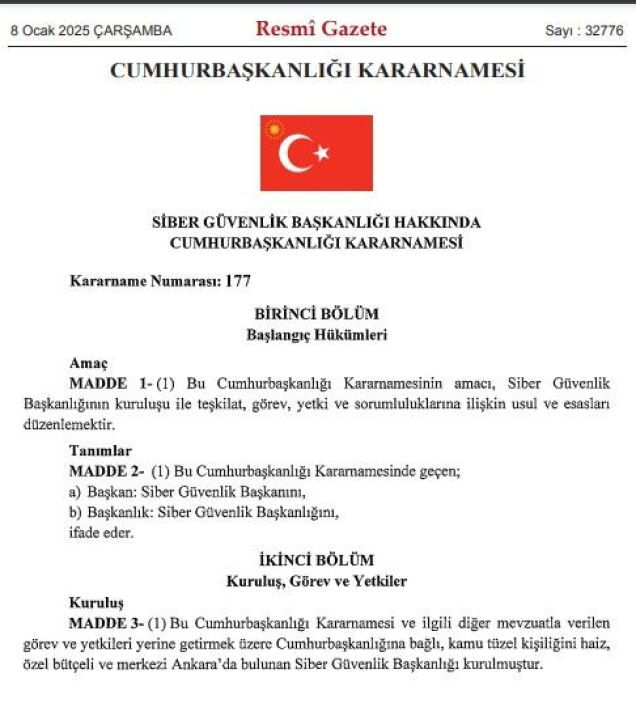 Resmi Gazete'de yayımlandı! Siber Güvenlik Başkanlığı kuruldu - 1. Resim