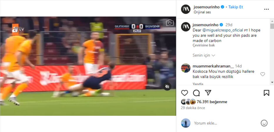 Jose Mourinho'dan geçmiş olsun paylaşımı! O anlar Galatasaray - Başakşehir maçında olay olmuştu - 1. Resim