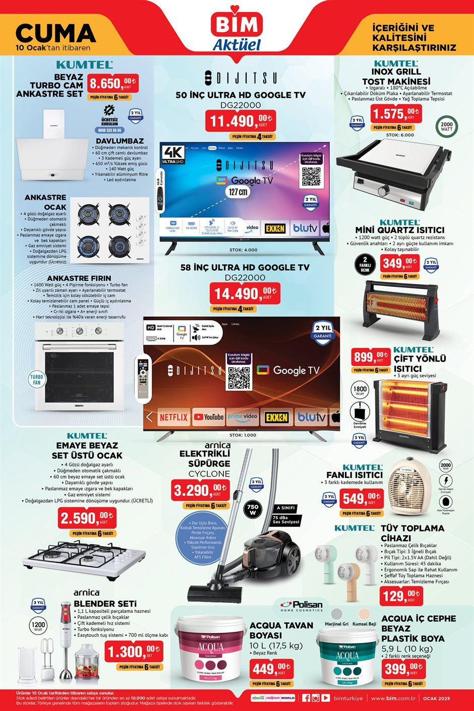 10 Ocak Bim aktüel kataloğu yayında! Kumtel ısıtıcı, örgü makinesi, balıkçı malzemesi ve daha fazlası… - 1. Resim