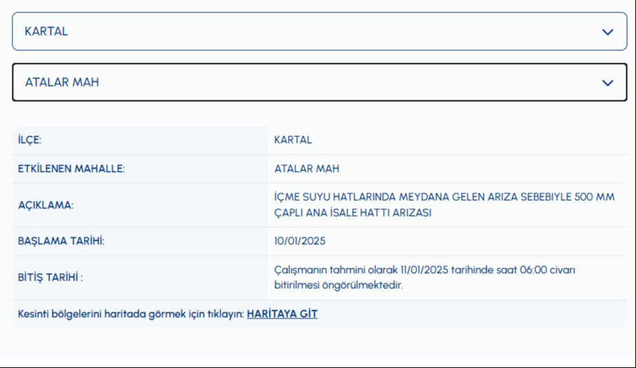 İstanbul Kartal su kesintisi ne zaman bitecek? Yaklaşık 8 saat sürmesi bekleniyor - 1. Resim