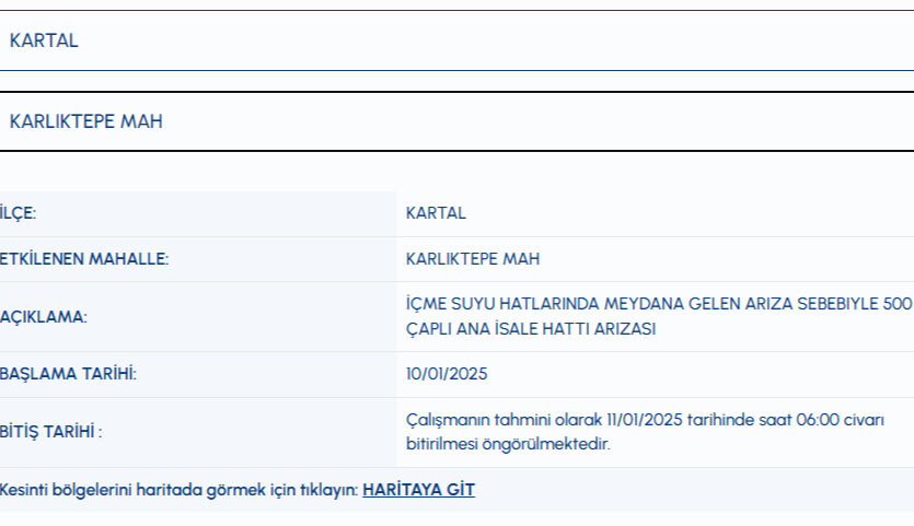 İstanbul Kartal su kesintisi ne zaman bitecek? Yaklaşık 8 saat sürmesi bekleniyor - 2. Resim