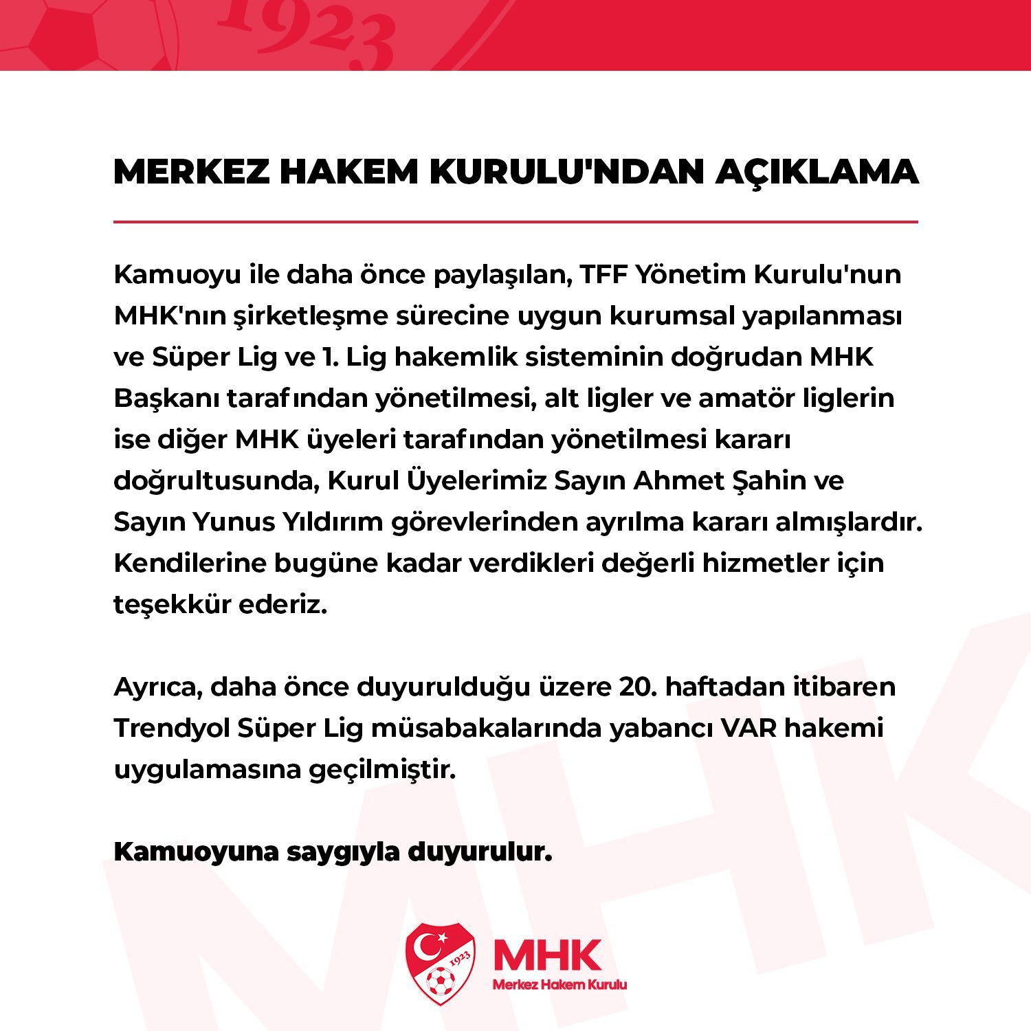 MHK'dan bir açıklama daha! Süper Lig'de yeni dönem bu hafta başlıyor - 1. Resim