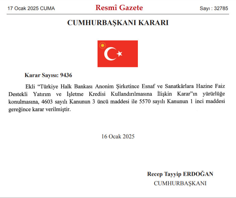 Cumhurbaşkanı Erdoğan imzaladı! Milyonlara düşük faizli kredi müjdesi  - 1. Resim