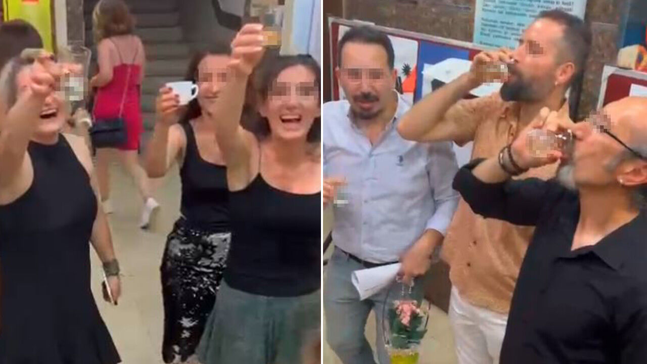 Öğretmenler okul içerisinde kadeh kaldırıp içki içti! İzmir'de skandal görüntüler - 1. Resim