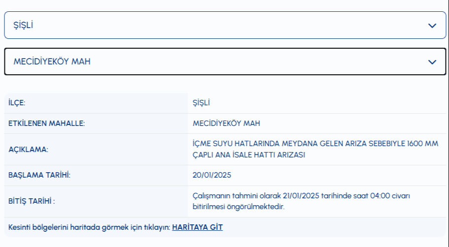 İstanbul Şişli su kesintisi ne zaman bitecek? İSKİ su kesintisi arıza sorgulama! - 2. Resim