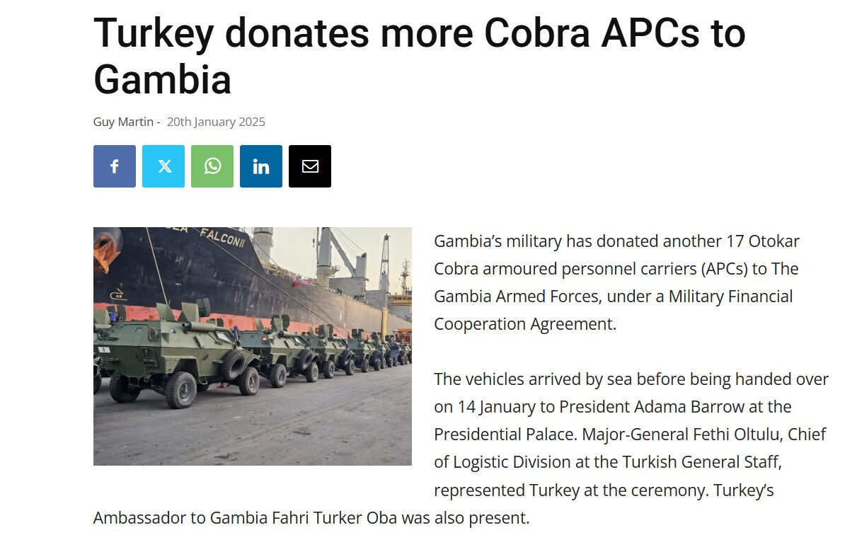 Türkiye’den Gambiya’ya 4 milyon dolarlık askeri hibe - 2. Resim