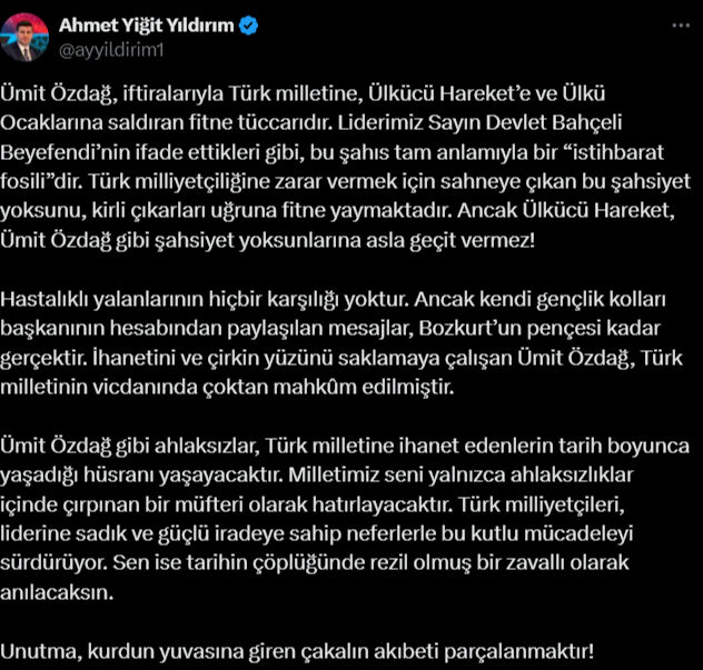 MHP kanadından Ümit Özdağ'ın gözaltısıyla ilgili gündem olacak sözler: Çakalın akıbeti parçalanmaktır - 1. Resim