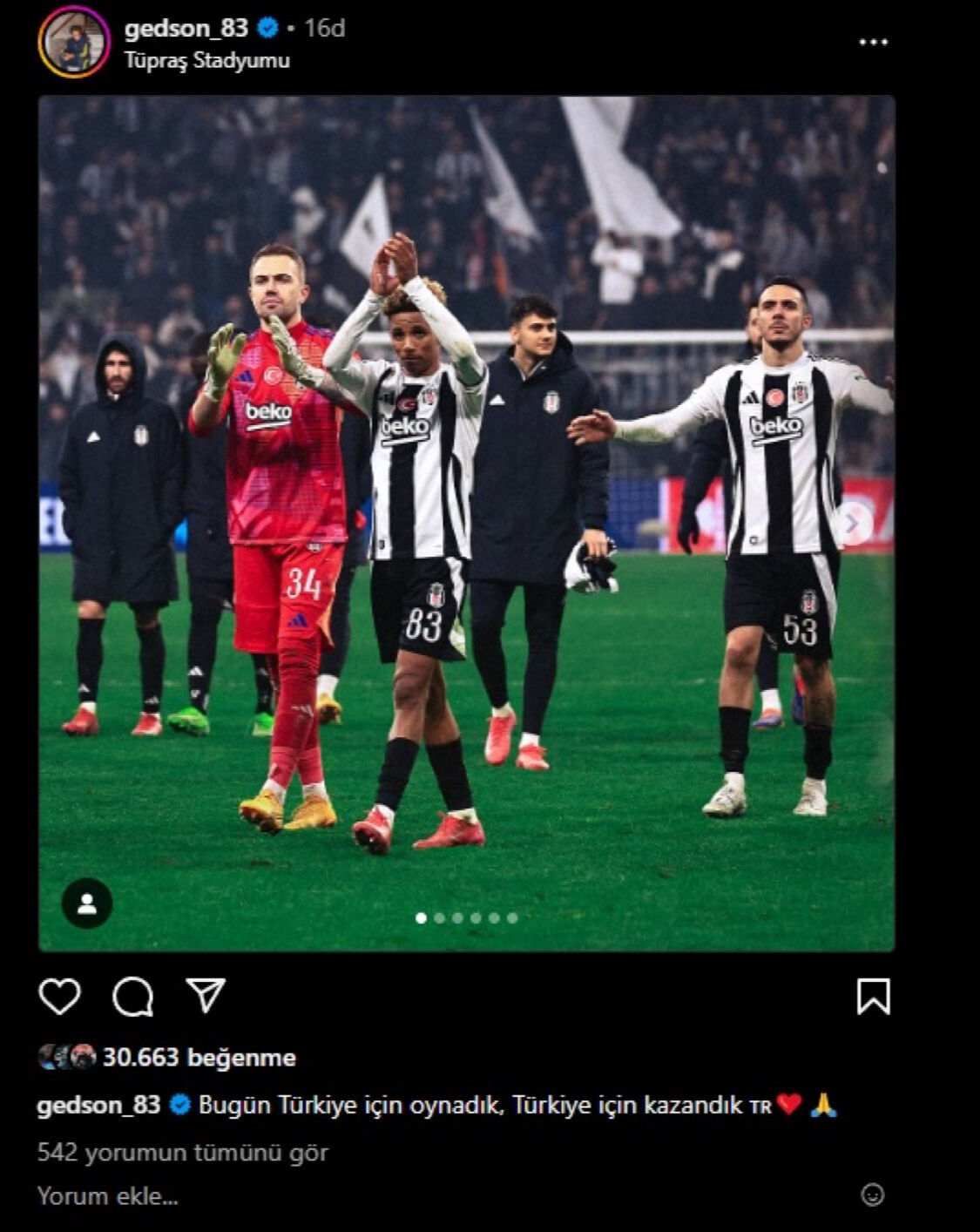 Gedson Fernandes'ten tarihi zafer sonrası anlamlı hareket! Yaptığı paylaşımı görenleri duygulandı - 1. Resim