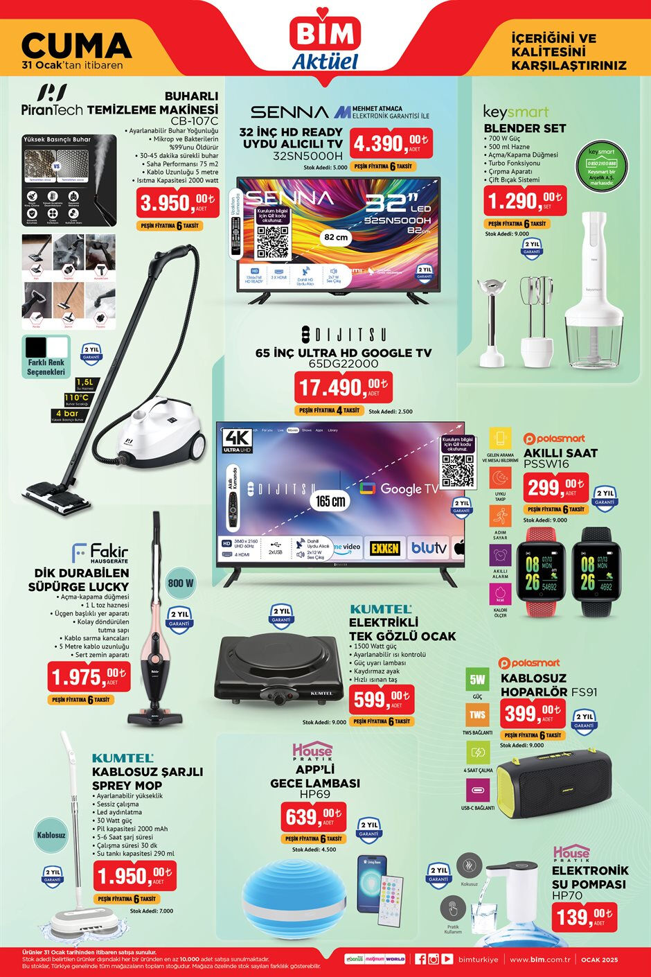 BİM 31 Ocak aktüel kataloğu yayınlandı! Buharlı temizleme makinesi, Kumtel şarjlı mop, elektrikli bisiklet, Hot Wheels araba ve daha fazlası bu cuma satışta! - 1. Resim