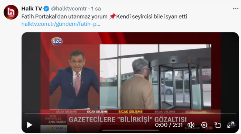 Fatih Portakal'ın Barış Pehlivan açıklamasına Halk TV'den sert tepki! Gözaltı kararı sonrası birbirlerine düştüler - 3. Resim