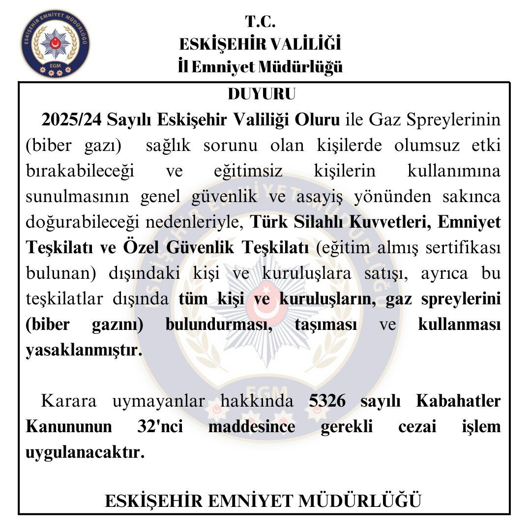 Biber gazı taşımak yasak mı? Eskişehir Valiliği açıkladı - 1. Resim