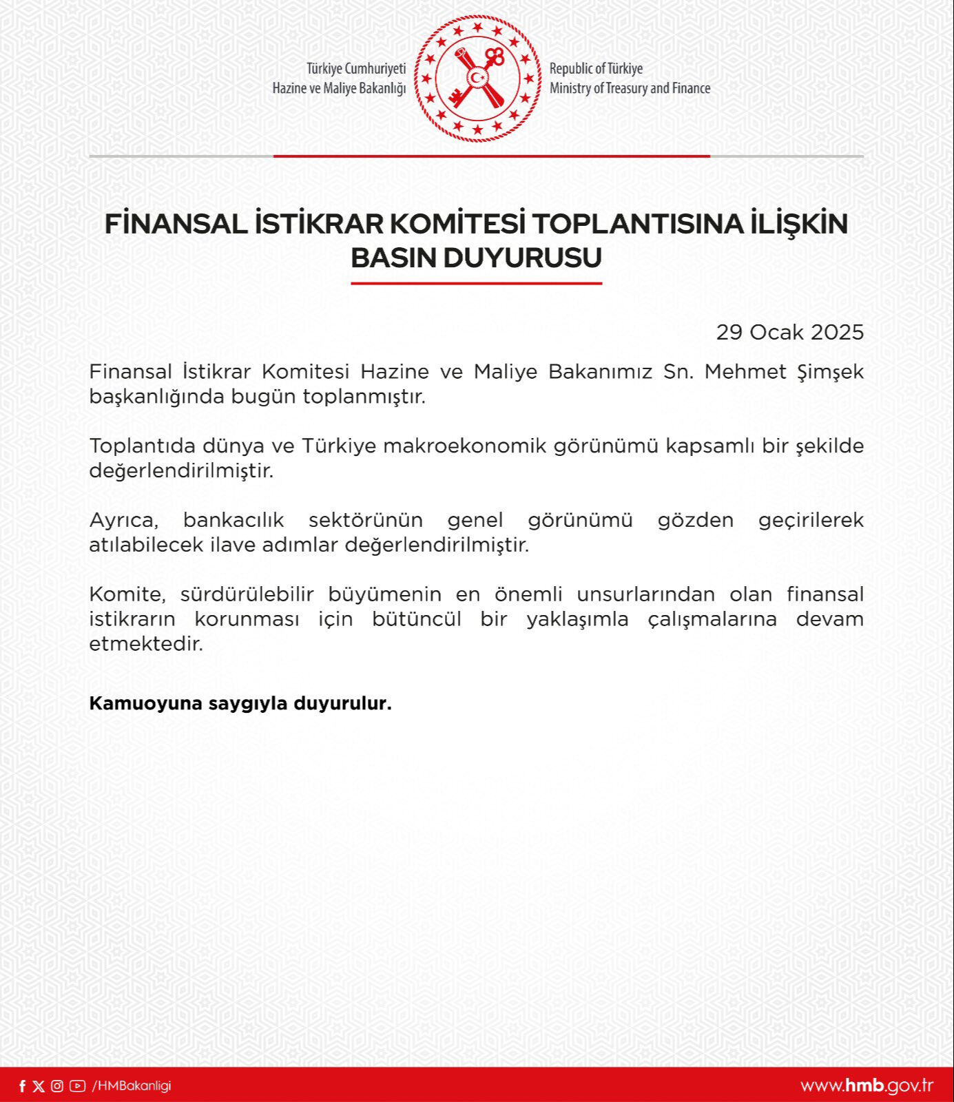 Finansal İstikrar Komitesi toplandı Finansal İstikrar Komitesi toplandı - 1. Resim