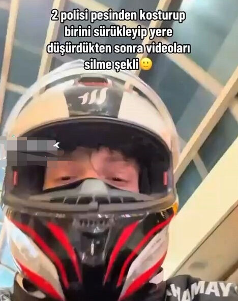 Polisi sürükleyen motosikletlinin paylaşımı akıllara durgunluk verdi - 2. Resim