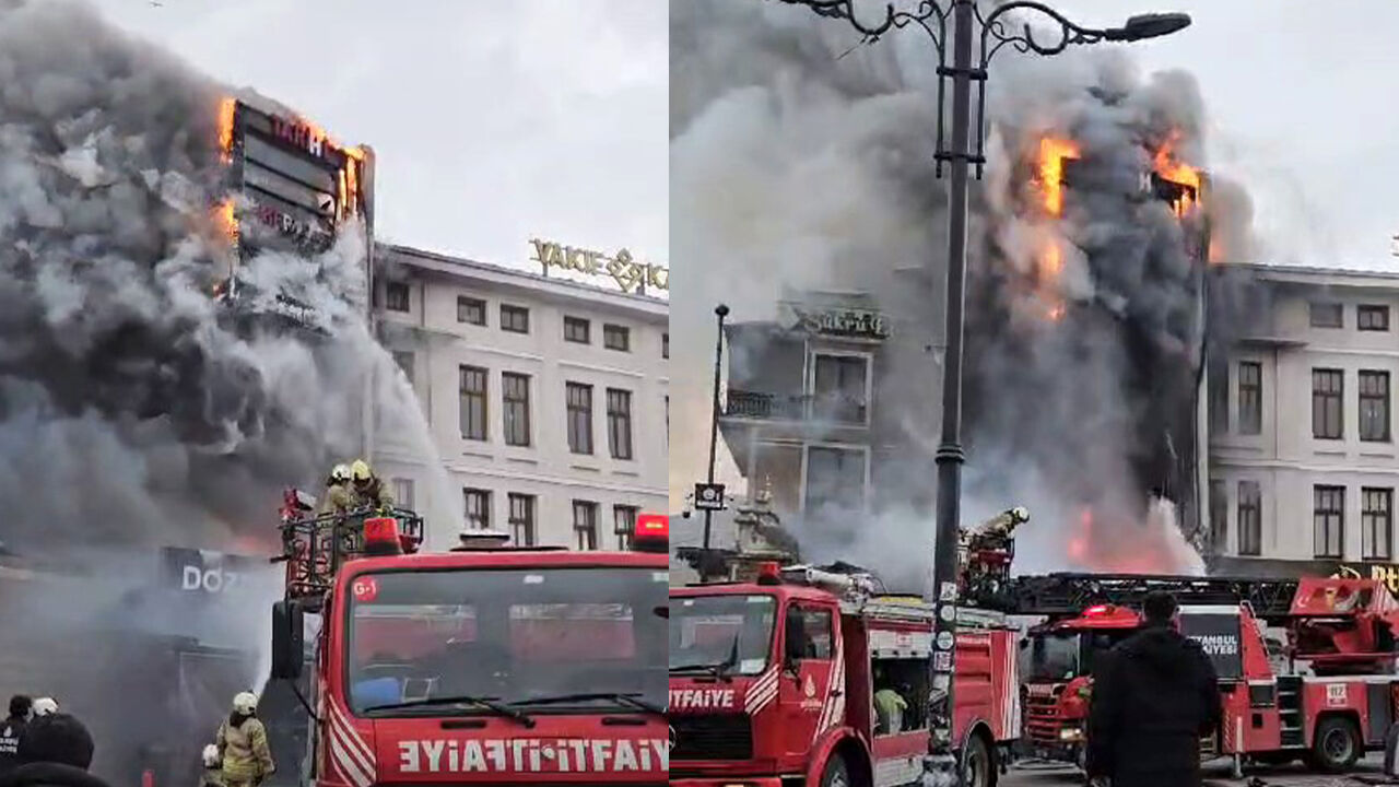 Mısır Çarşısı yakınlarında yangın! Kısa sürede küle döndü Mısır Çarşısı yakınlarında yangın! Çok sayıda ekip olay yerinde - 2. Resim