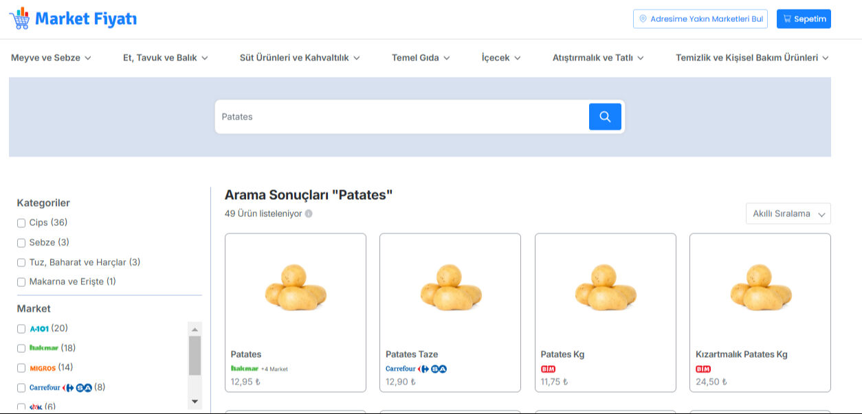 Market fiyatı karşılaştırma ekranı! Hangi marketler var? - 2. Resim