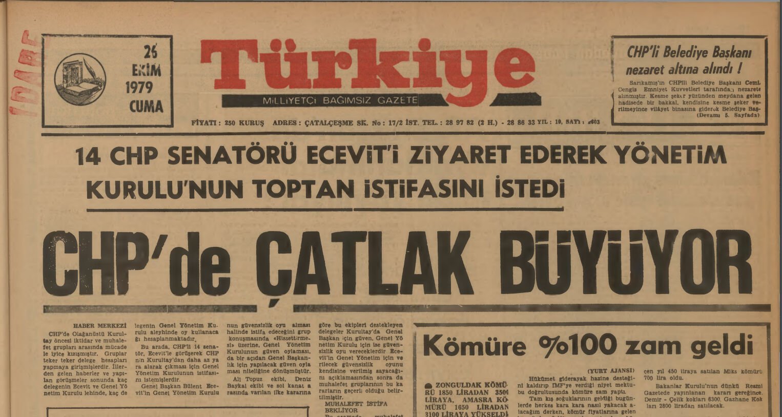 BİR ZAMANLAR TÜRKİYE — Çatlak büyüyor! CHP Kurultayı kavgalarıyla meşhurdur (26 Ekim 1979) - 1. Resim