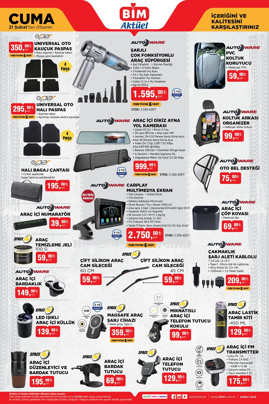 BİM 21 Şubat aktüel kataloğu yayında! Araç süpürgesi, Philips Işıklı Süpürge, dikey buharlı ütü ve daha fazlası bu cuma satışta! - 1. Resim