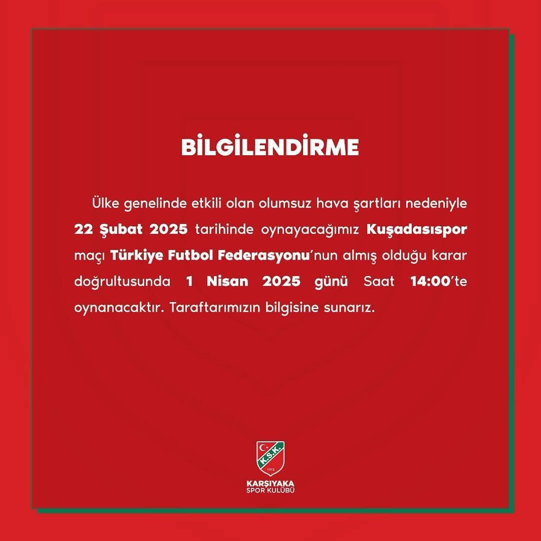 TFF açıkladı: Maçlar hava koşulları nedeniyle ertelendi - 1. Resim