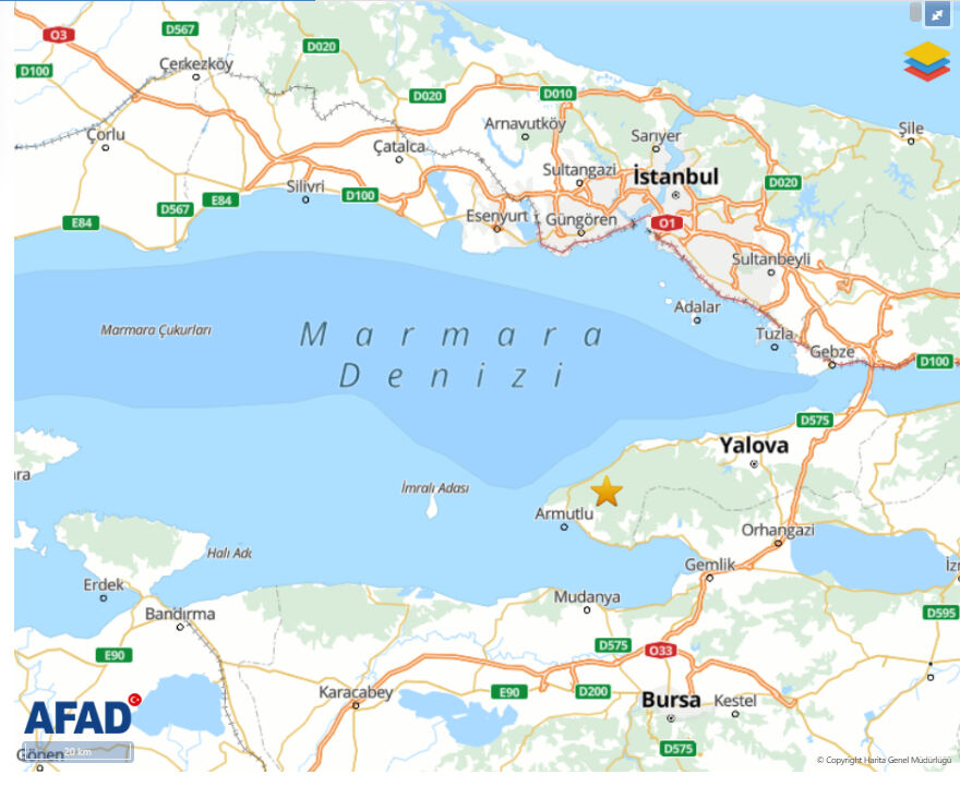 İstanbul'un dibinde korkutan sarsıntı! Yalova'da az önce deprem oldu - 1. Resim