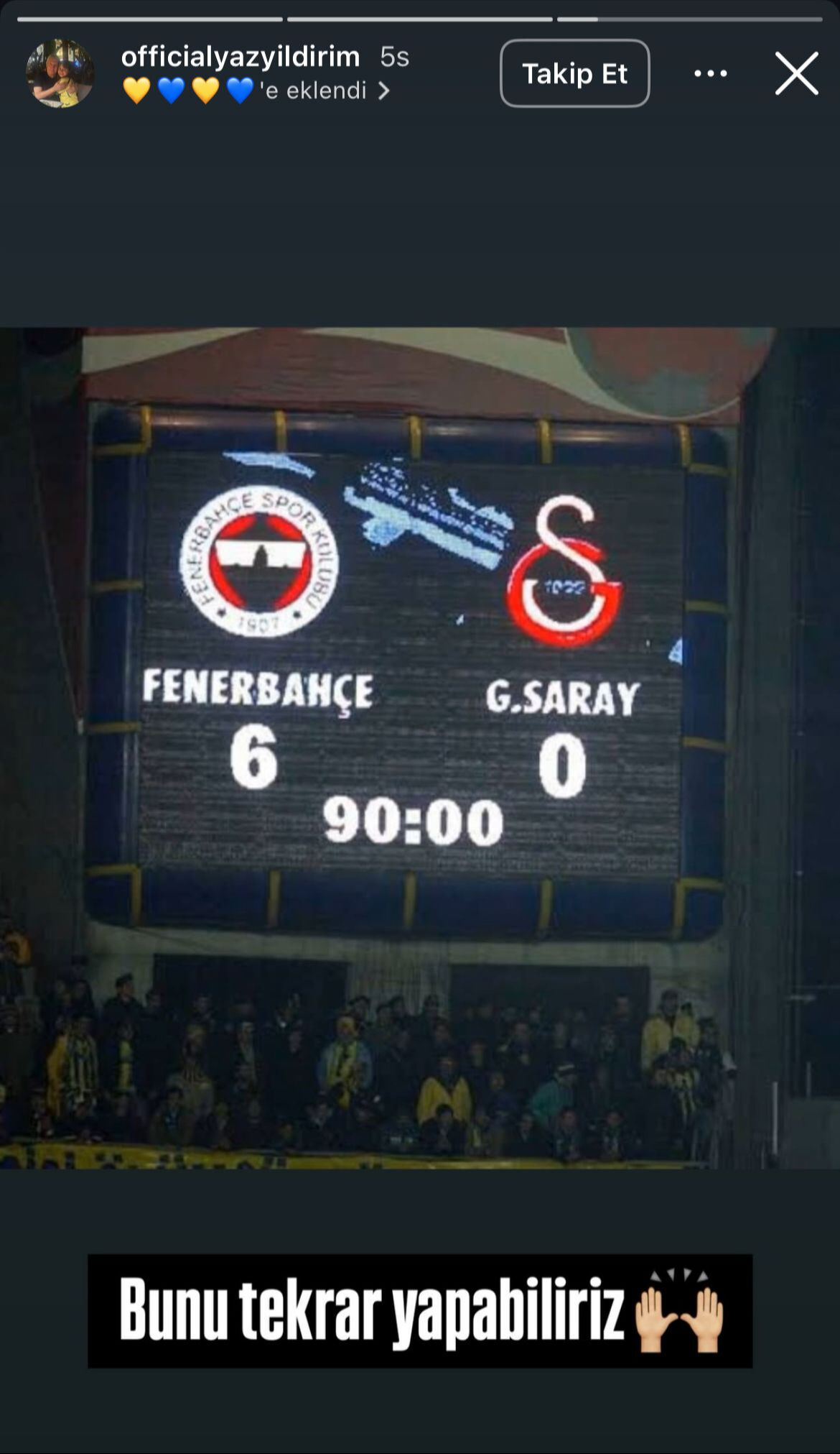 Aziz Yıldırım'ın kızı Yaz Yıldırım'dan derbi paylaşımı! O maçı hatırlattı - 1. Resim