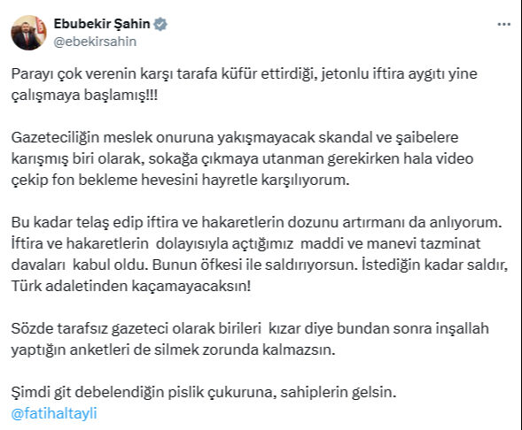 RTÜK Başkanı Şahin'den Fatih Altaylı'nın AK Parti kongresi sözleri sert tepki: Pislik çukuruna git, sahiplerin gelsin! RTÜK Başkanı Şahin'den Fatih Altaylı'nın AK Parti kongresi sözleri sert tepki: Pislik çukuruna git, sahiplerin gelsin! - 4. Resim