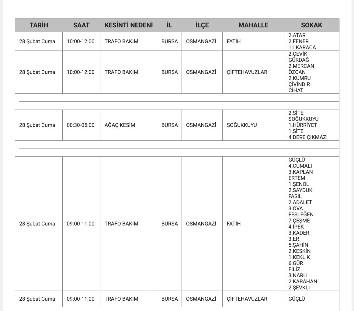 Bursa'da elektrikler ne zaman gelecek? Bursa'da elektrik kesintisi yaşanacak iller belli oldu - 17. Resim