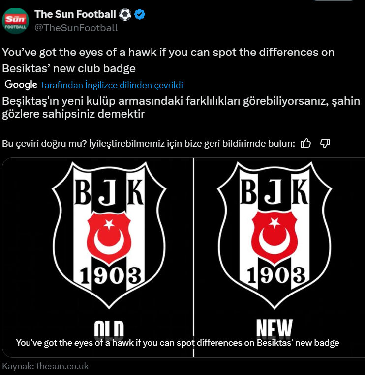 Beşiktaş'tan The Sun'a arma cevabı: Kartal gözlerimiz var - 1. Resim