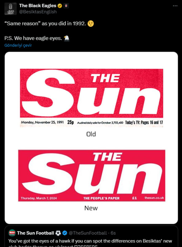 Beşiktaş'tan The Sun'a arma cevabı: Kartal gözlerimiz var - 2. Resim
