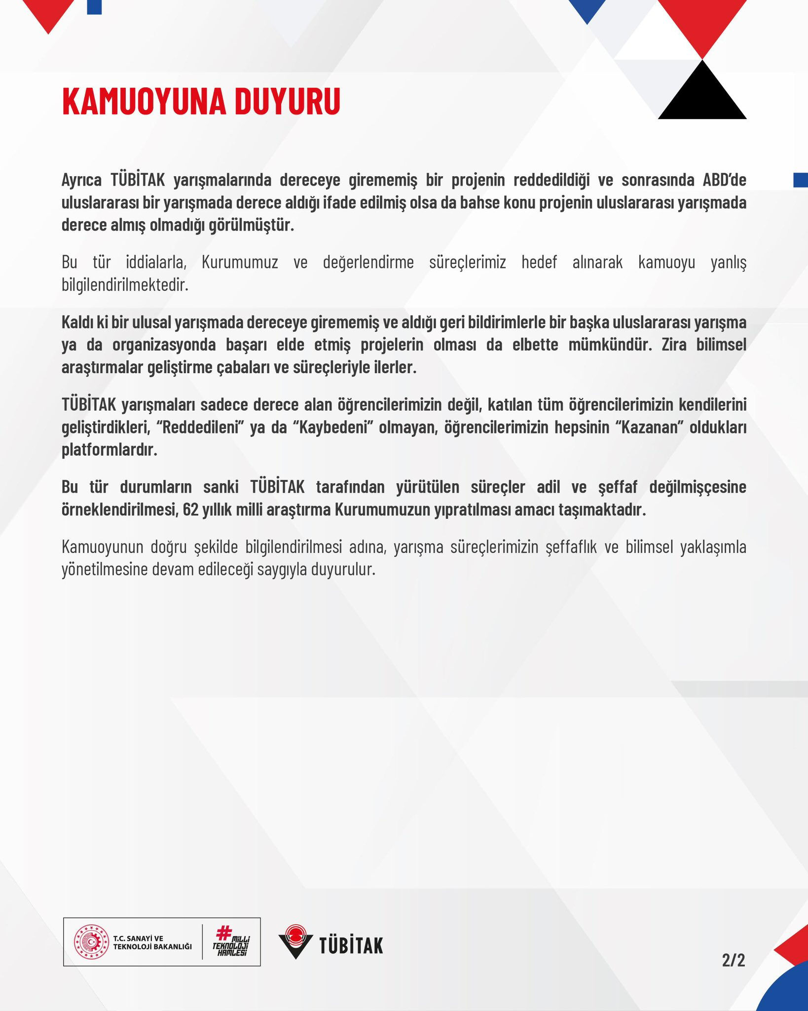 TÜBİTAK'tan 'reddedilen proje ödül aldı' iddialarına yalanlama: O proje uluslararası yarışmada derece almadı TÜBİTAK'tan reddedilen proje ödül aldı iddialarına yalanlama: O proje uluslararası yarışmada derece almadı - 2. Resim