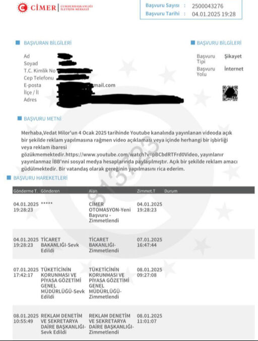 Vedat Milor'un başını yakan CİMER şikayeti ortaya çıktı! - 1. Resim