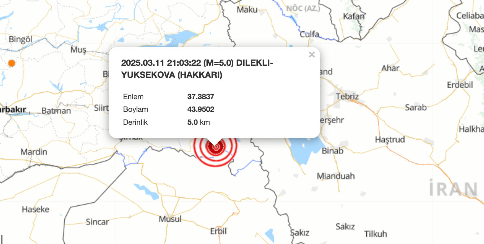 Hakkari'de deprem mi oldu? Hakkari deprem son dakika 11 Mart 2025 - 2. Resim