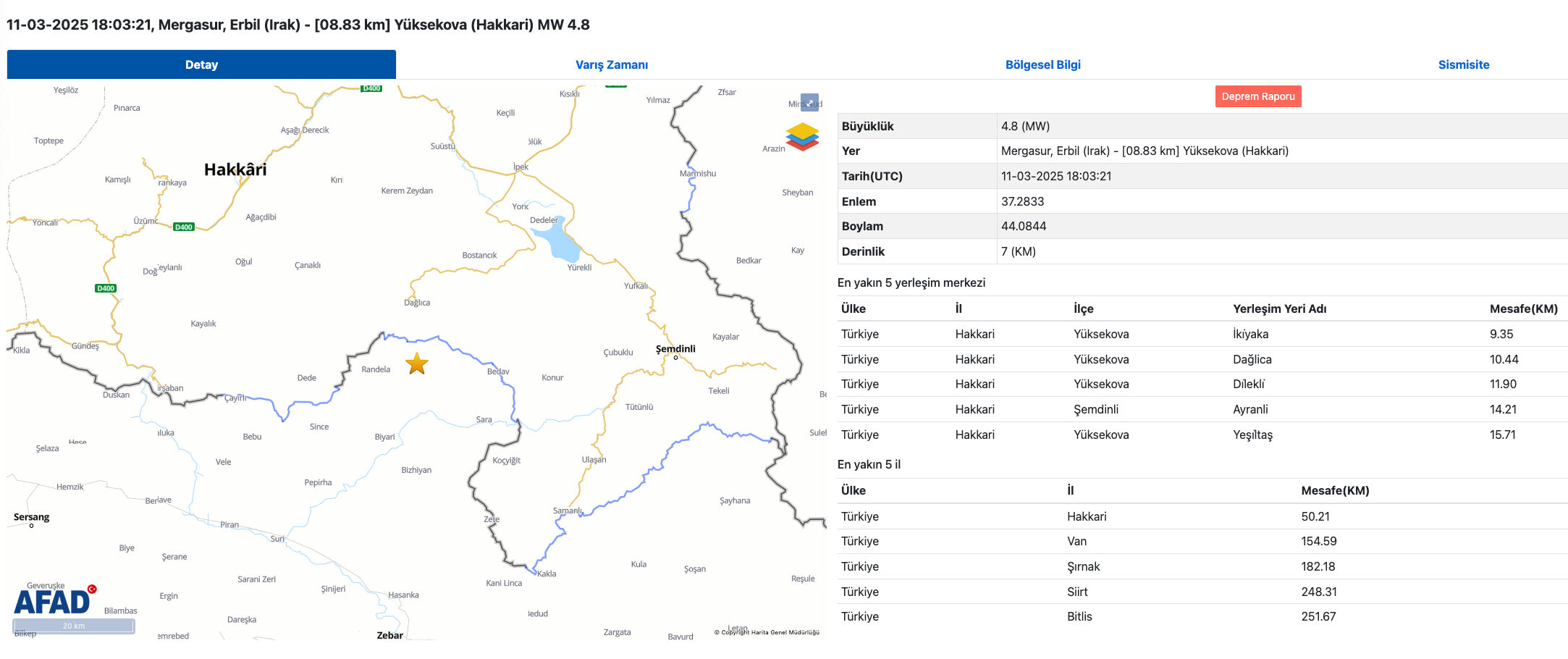 Hakkari'de deprem mi oldu? Hakkari deprem son dakika 11 Mart 2025 - 3. Resim
