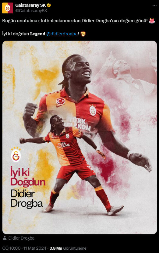 Mourinho'ya hak vermişti! Galatasaray, Didier Drogba'yı sildi Mourinho'ya hak vermişti! Galatasaray, Didier Drogba'yı sildi - 1. Resim