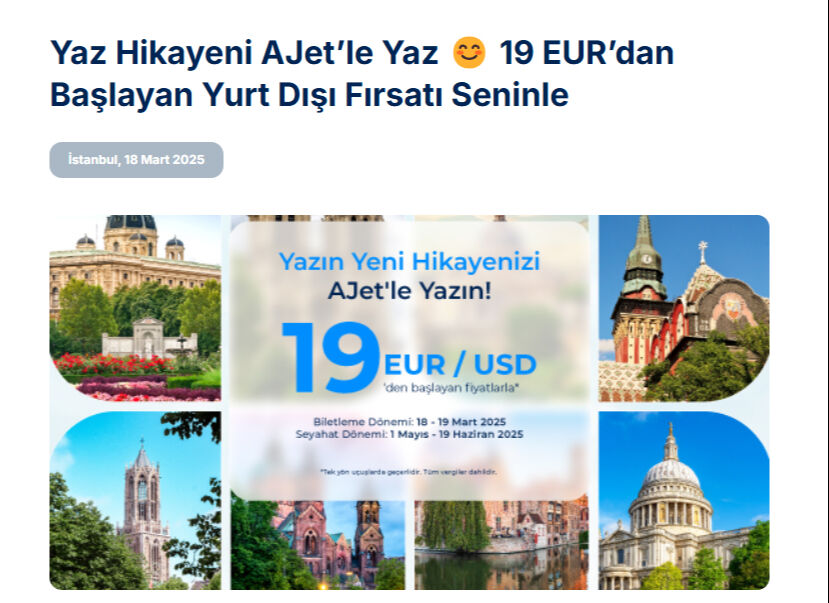 AJet yurt dışı ucuz bilet kampanyası! AJet indirimli bilet hangi tarihlerde geçerli, ne zamana kadar? - 1. Resim