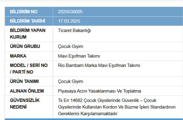 Anneler babalar dikkat! Bakanlık yasakladı: O çocuk markasının ürünü piyasadan toplatıldı - 2. Resim